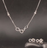 925 Sterling Silver Infinity Diamond Necklace & Earrings Set